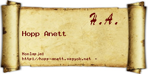 Hopp Anett névjegykártya